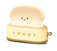 QANYI Small Table Lamp, Cute Toast Bread LED Bedroom Nightstand Light with Timer and Rechargeable, Cool Birthday Gift for Baby Kids Children Girls Boys, Yellow, 5.28*2.13*3.86