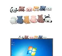 Qaoliffa 6Pcs Creative 3D Craft Figurine Computer Monitor Decor,Car Central Control Screen and TV Decorations,Personalized Animal Collectible Figurines Mascot Resin Crafts for Home Office Decoration