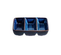 QAONEAY Soy Sauce Dish, Vintage Condiment Restaurant Barbecue Multi-Compartment Dipping Ceramic Household Snack Plate(A)