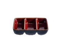 QAONEAY Soy Sauce Dish, Vintage Condiment Restaurant Barbecue Multi-Compartment Dipping Ceramic Household Snack Plate(C)