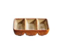 QAONEAY Soy Sauce Dish, Vintage Condiment Restaurant Barbecue Multi-Compartment Dipping Ceramic Household Snack Plate(D)