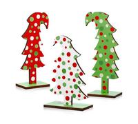 Qaonsciug 3 Pcs Christmas Tree Tabletop Green Wood False Ornaments Party Supplies For Home Office Holiday Decoration Chrismas Decoration Wood Chrismas Ornaments Party Supplies