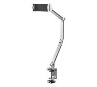 Qaonsciug Aluminum Tablet Holder Stand Phone Clip Holder Rotatable Cantilever Home Desktop Folding Bracket For Tablet Metal Phone Stand With Clamp