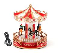 Qaonsciug Christmas Carousels Ornament With LED Light And Classical Melodies For Seasonal Desktop Decors Festivals Party Present Battery Powered Rotating Holiday Music Box