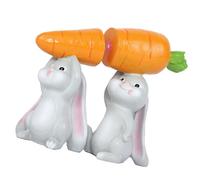 Qaonsciug Creative Easter Bunnies Carrying Carrot Resin Figurine Garden Decors Set for Home Decoration Festives Spring Party Ornament Bunnies Carrying Carrot Figurine