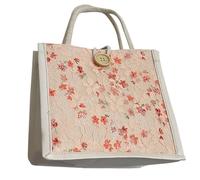 Qaonsciug Elegant Floral Fabric Bag For Women Compact And Practical Handbag With Top Handle Suitable For Multiple Scenarios Casual Textbook