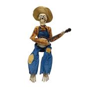 Qaonsciug Halloween Animatronics Banjo Skeletons Decorations Animated Skull With Light Up Eyes Musical Animatronics Banjo Skeletons