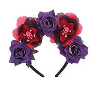 Qaonsciug Halloween Headband Goth Flower Crowns For Women Gothic Skull Day Of The Dead Goth Flower Gothic Skull Headband