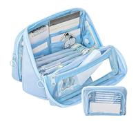 Qaonsciug High Capacity Pencil Case 9 Compartments Pen Pouches Organizers Detachable Storage Bag Travel Makeup Pouche Oversized Pencil Bag for Office & Classroom