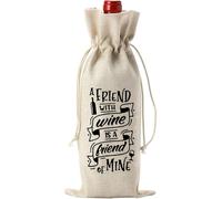 Qaonsciug Linen Wine Bag for Bottles Farewell Friend and Coworkers Moving Away Celebration Reusable Wine