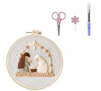 Qaonsciug Nativity Themed Embroidery Set With Instruction Stitching Hoop Threads And Needle For Beginner Handmade Craft Adjustable Hoop Set