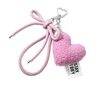 Qaonsciug Plush Heart Car Chain Bowknot Keyring Handbag Charm Sweet Bows Keychain Pendant Bag Decorations For Woman And Girl Sweet Bows Lovely Bag Charm Plush Heart Car Keyring Pendant