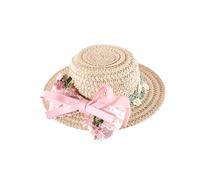 Qaonsciug Puppy Straw Hat For Outdoor Outing Sunbonnet Costume Flower Lace Belt Straw Hat For Photography Dog Hats For Large Dogs