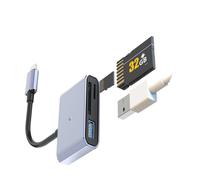 Qaonsciug USB Type C To Double Slot Card Reader Fast File Transfer Not Driver Needed PVC Texture For Travel Business Use Double Slot Card Adapters