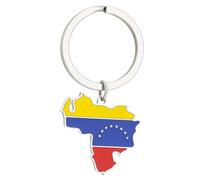 Qaonsciug Venezuela Map Keychains Venezuelan Flag Keyrings Stainless Steel For Travelers Culture Lover Party Accessory