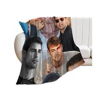 QapLWczK Theo James Blanket Cool Ultra Soft Flannel Fleece 75% Polyester/25% Micro Mink Fleece Single Layered Medium Weight 40"x30" Blue Stars Blanket for Home, Outdoors, Travel