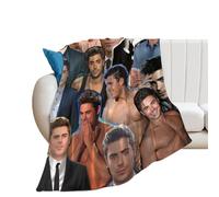 QapLWczK Zac Efron Blanket Super Soft Throw Blanket Silky Flannel Lightweight for Sofa, Bed Blanket All Season Use 40"x30"