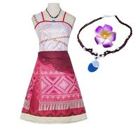 QAQ-COSPLAY Tropical Island Princess Costume for Women, Hawaiian Adventure Dress with Necklace for Halloween Cosplay