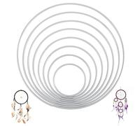 Qarmijaer 16 Pieces Dream Catcher Hoops Metal Ring for Macrame Wedding Décor DIY Handcraft Project 8 Sizes, 2 Each, Diameter: 6cm 8cm 10cm 12cm 14cm 16cm 18cm 20cm