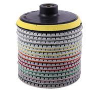 Qarmijaer 16Pcs Diamond Polishing Pads Kit 4 Inch 100Mm Wet/Dry for Stone Concrete Marble Polishing Use Grinding Discs Set