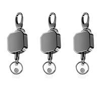 Qarmijaer 3X Heavy Duty Metal Retractable Carabiner Keychain Belt Badge Reels Clip 28.3Inch Reinforced Steel Wire Cord