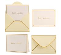 Qarmijaer 50 Envelopes 10 x 7 Card Christmas Envelope with Gold Edge V-Shaped Flipped Envelope, Suitable for, Wedding Gift Card, Invitation Letter, Graduation Ceremony