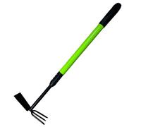 QashQarian Garden Hoe - Hand Tiller, Double Head Fork, Extending Garden Cultivator | Adjustable Aluminium Pole, Weed Puller Remover Tool, Anti-Corrosion