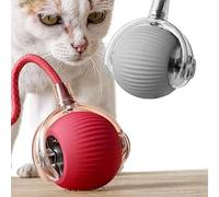 Qashu Interactive Cat Ball Toy, 2 Pack Automatic Cat Toys for Indoor Cats & Kittens, Rechargeable Rolling Ball with LED Light & 3 Speed Modes, Red & Grey 2 pcs
