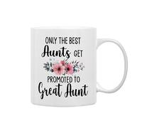 QASHWEY Great Aunt Coffee Mugs, Funny Pregnancy Announcement Gifts, Double Side Printed Ceramic 11 Ounce