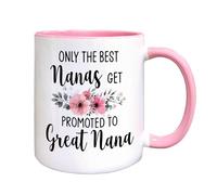 QASHWEY Nana Gifts Coffee Mug, Only the Best Nanas Get Promoted to Great Nana Coffee Cups Ceramic 11oz, NanaBirthday Gifts for Women, Grandma Gifts from Grandchildren Ceramic Tea Cup 11 Ounce(Pink)