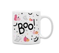 QASHWEY Pink Halloween Ghost Mug, Halloween Coffee Mug, Pink Pumpkin Coffee Mug, Halloween Themed Mug Tea Cup Gifts for Women Girls Friends, Pink Boo Pumpkin Ghost Halloween Coffee Cups Ceramic 11oz