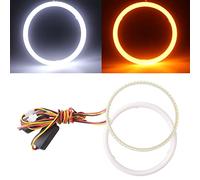 Qasim 1-Pair 120MM White+Amber Switchback 144SMD 4014 LED Halo Ring Angel Eyes Fog Warning Lights 12V