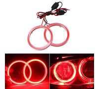 Qasim 1 Pair Red 63SMD 80MM Halo Rings Car Angel Eyes Fog Lights COB LED Headlight with Cover 12V 24V