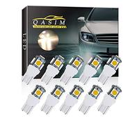 Qasim 10pcs T10 W5W LED 501 194 168 Bulbs 5SMD 5050 Chipset Wedge for Car Interior Dome Dashboard Map RV License Plate Side Lights DC 12V Warm White