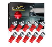 Qasim 10pcs T10 W5W Led Bulbs 5SMD 501 194 168 5050 Chipset Wedge for Car Interior Dome Dashboard Map RV License Plate Side Lights DC 12V Red