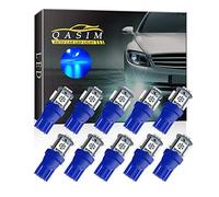 Qasim 10pcs T10 W5W Led Bulbs 5SMD 501 194 168 5050 Chipset Wedge for Car Interior Dome Dashboard Map RV License Plate Side Lights DC 12V Blue