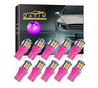 Qasim 10pcs T10 W5W LED Bulbs 5SMD 501 194 168 5050 Chipset Wedge for Car Interior Dome Dashboard Map RV License Plate Side Lights DC 12V Pink