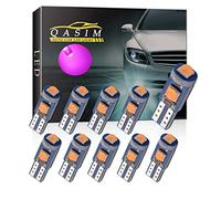Qasim 10X T5 W3W LED Bulbs Wedge with Twist Lock Socket 74 70 37 17 2721 PC74 PC37 LED Lamps for Car Interior Gauge Cluster Dashboard Instrument Panel Lights (Pink)