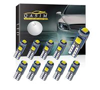 Qasim 10X T5 W3W LED Bulbs Wedge with Twist Lock Socket 74 70 37 17 2721 PC74 PC37 LED Lamps for Car Interior Gauge Cluster Dashboard Instrument Panel Lights (White)