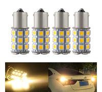Qasim 4x 1156 BA15S LED Bulbs P21/5W 1141 5050 27-SMD For RV Camper Trailer Interior Lighting Car Turn Signal Light Warm White