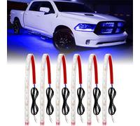 Qasim Car Led Strip Lights 32CM Underglow Neon Led Lights Blue 12V for Cars Interior Motorcycle Scooter Boat Navigation Light 6Pack