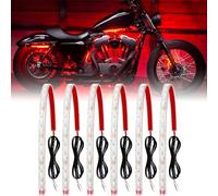 Qasim Car Led Strip Lights 32CM Underglow Neon Led Lights Red 12V for Cars Interior Motorcycle Scooter Boat Navigation Light 6Pack