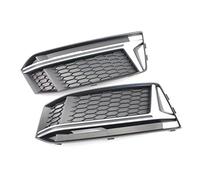 QASULER 1 Pair Car Front Left Right Bumper Fog Light Lamp Cover Honeycomb Lower Mesh Grille Grill, For A4 B9 for, 2016-2018 8W0807681K Fog Lamp Opening Mesh Insert(Black Silver)