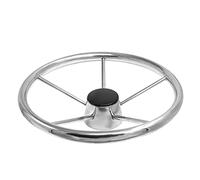 QASULER 13-1/2 In Marine Stainless Steel Boat Steering Wheel Yacht With Black Foam Grip Boat Accessories Boat Rudder(Silver)