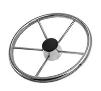 QASULER 13~1/2in Boat Steering Wheel Skidproof 25 Degree Marine Yacht Stainless Steel Steering Wheel With 5 Spoke Boat Rudder