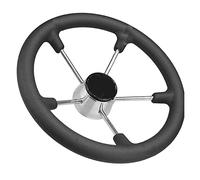 QASULER 13-1/2in Stainless Steel Boat Steering Wheel 5 Spoke Sport Steering Wheel With Anti-skid And Anti-sweat Function Boat Rudder(Black)