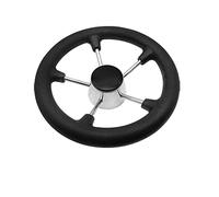 QASULER 13.5Inches Boat Marine 5 Spoke Steering Wheel With Black Foam Grip And Knob Boat Rudder(13.5 Inch Wheel)