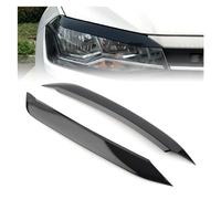 QASULER 2Pcs Car Headlight Lamp Eyebrow Eyelid ABS Molding Trim Lid Cover, for VW, for POLO, 2019 2020, Glossy Black Automotive Headlight Eyebrows