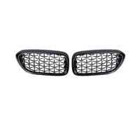 QASULER 2PCS Car Racing Grill Meteor Diamond Star Style Front Grille Bumper, for BMW, for 5 Series G30 G31 G38 520i 530i 540i 2018 2019 Car radiator grille(Black Silver)