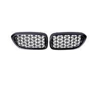 QASULER 2PCS Car Racing Grill Meteor Diamond Star Style Front Grille Bumper, for BMW, for 5 Series G30 G31 G38 520i 530i 540i 2018 2019 Car radiator grille(Glossy Black)